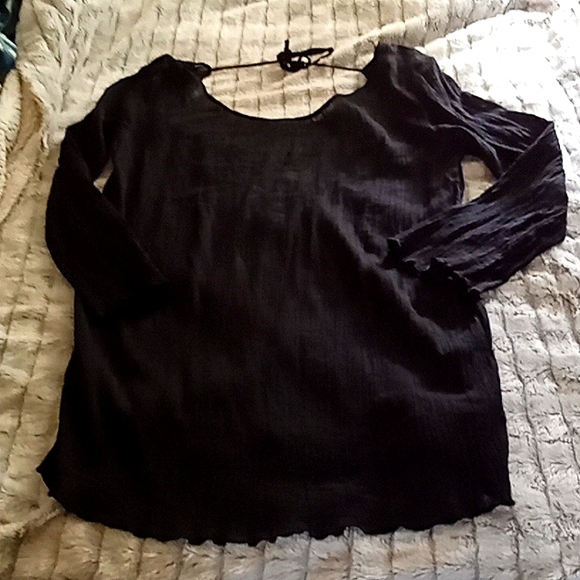 Shade&Shore Sheer Black Tieback Swimsuit Cover-Up - Picture 1 of 6